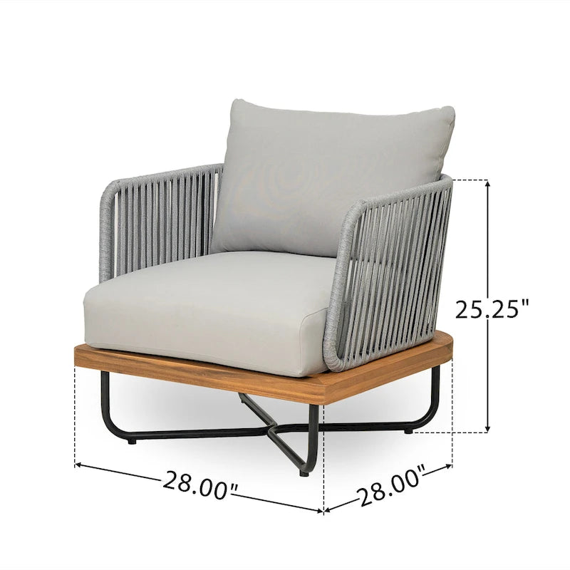 Christopher Knight Home - Fauteuil d'extérieur Emerson en bois d'acacia de style côtier avec coussins