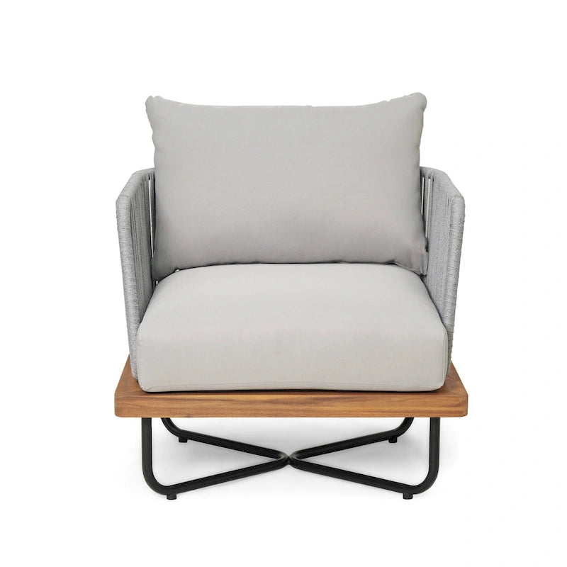 Christopher Knight Home - Fauteuil d'extérieur Emerson en bois d'acacia de style côtier avec coussins