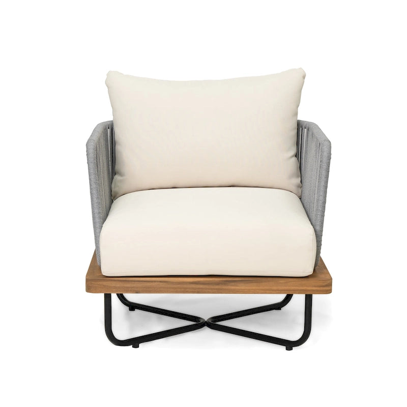 Christopher Knight Home - Fauteuil d'extérieur Emerson en bois d'acacia de style côtier avec coussins