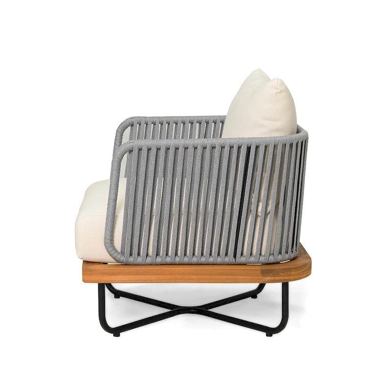 Christopher Knight Home - Fauteuil d'extérieur Emerson en bois d'acacia de style côtier avec coussins