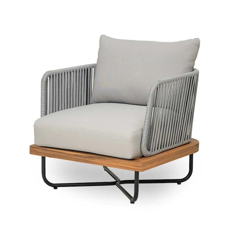 Christopher Knight Home - Fauteuil d'extérieur Emerson en bois d'acacia de style côtier avec coussins