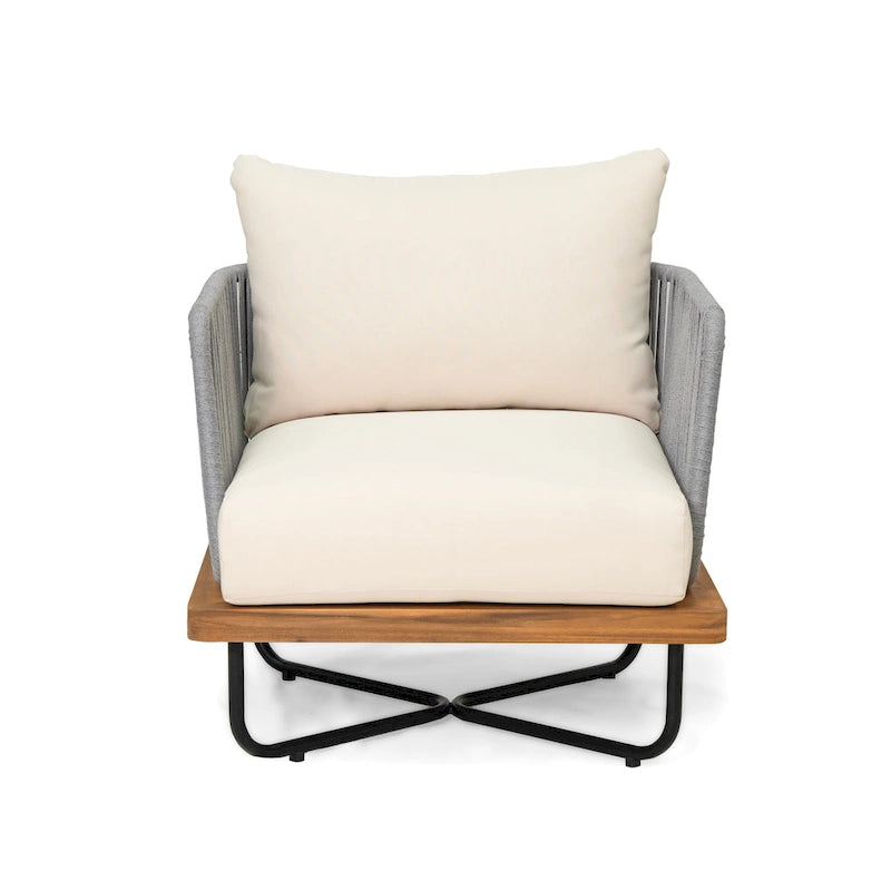 Christopher Knight Home - Fauteuil d'extérieur Emerson en bois d'acacia de style côtier avec coussins
