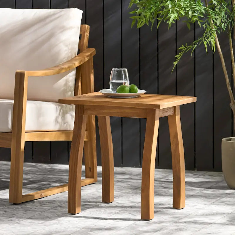 Finethy Outdoor Acacia Wood Side Table by GDFStudio - 19W x 15D x 19.25H