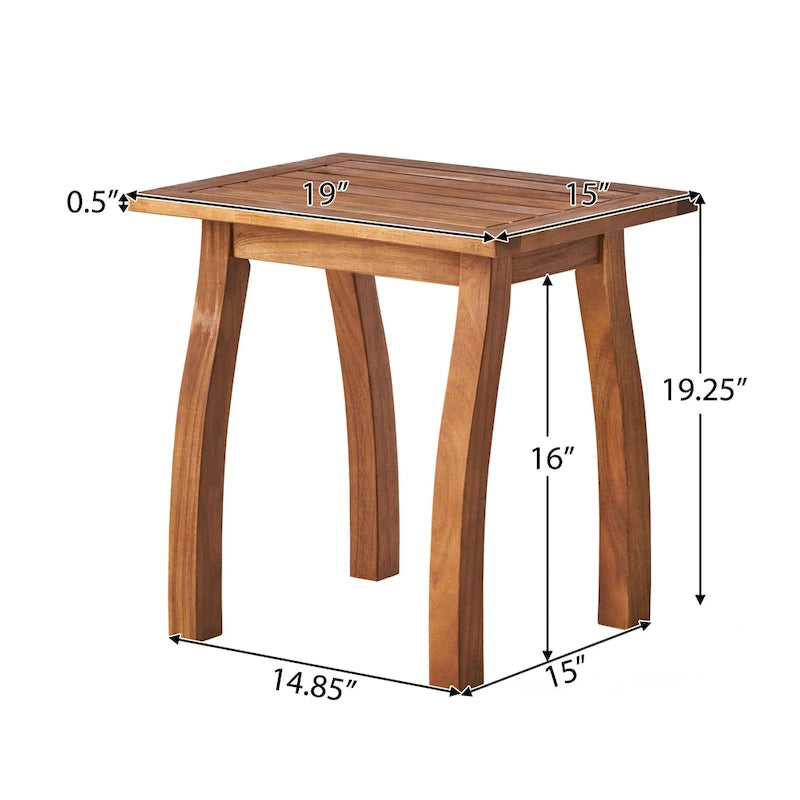 Table d'appoint d'extérieur Finethy en bois d'acacia par GDFStudio - 19W x 15D x 19,25H