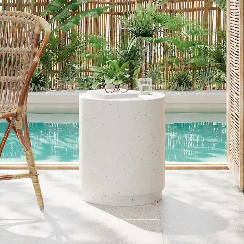 Christopher Knight Home - Table d'appoint d'extérieur robuste Ashton avec motif texturé en terrazzo complexe