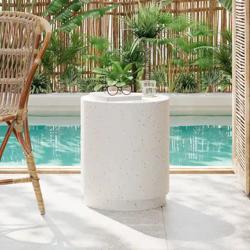 Christopher Knight Home - Ashton Durable Outdoor Side Table with Intricate Terrazzo Texture Design