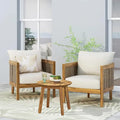 Christopher Knight Home - Ensemble de conversation d'extérieur 3 pièces Madison en bois d'acacia avec coussins à lattes