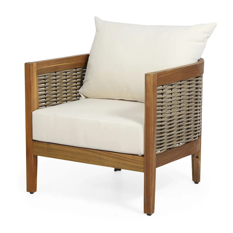 Christopher Knight Home - Ensemble de conversation d'extérieur 3 pièces Madison en bois d'acacia avec coussins à lattes