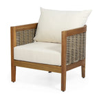 Christopher Knight Home - Ensemble de conversation d'extérieur 3 pièces Madison en bois d'acacia avec coussins à lattes