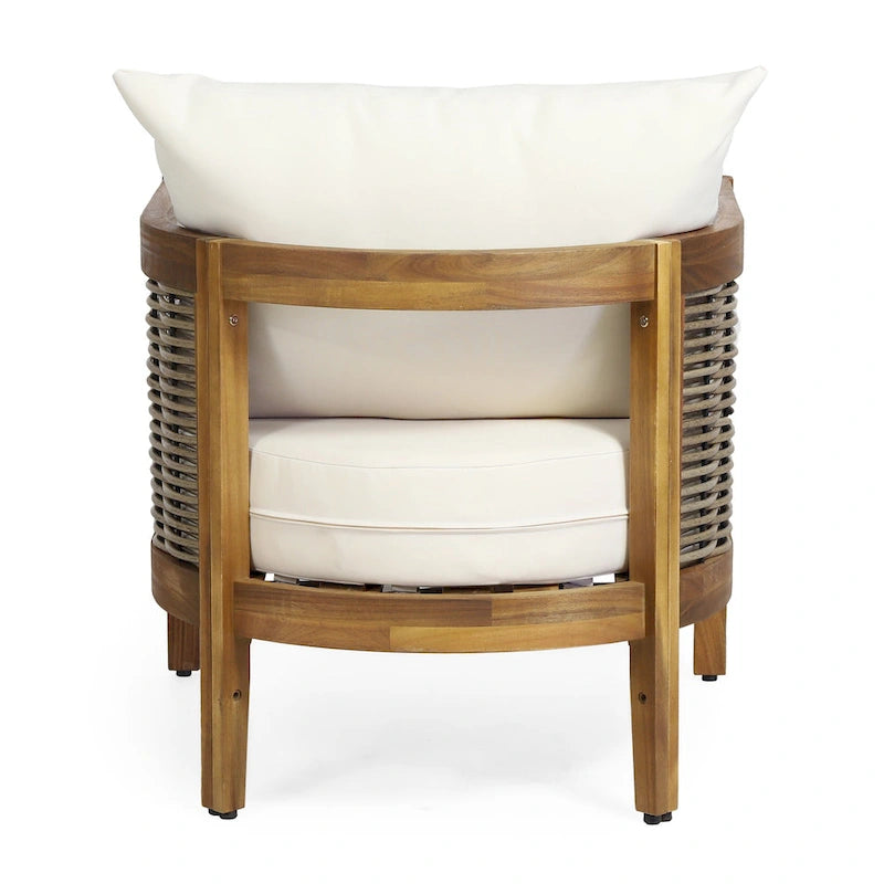 Christopher Knight Home - Ensemble de conversation d'extérieur 3 pièces Madison en bois d'acacia avec coussins à lattes