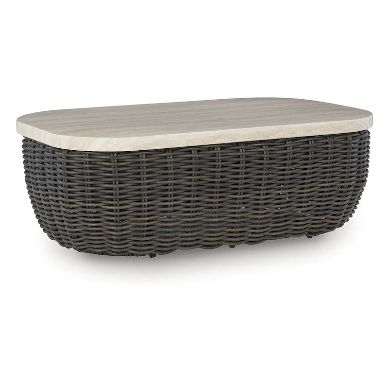 Signature Design by Ashley Kimora Table basse d'extérieur beige/marron foncé – 50 L x 29,92 P x 17,52 H