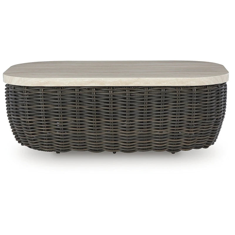 Signature Design by Ashley Kimora Table basse d'extérieur beige/marron foncé – 50 L x 29,92 P x 17,52 H