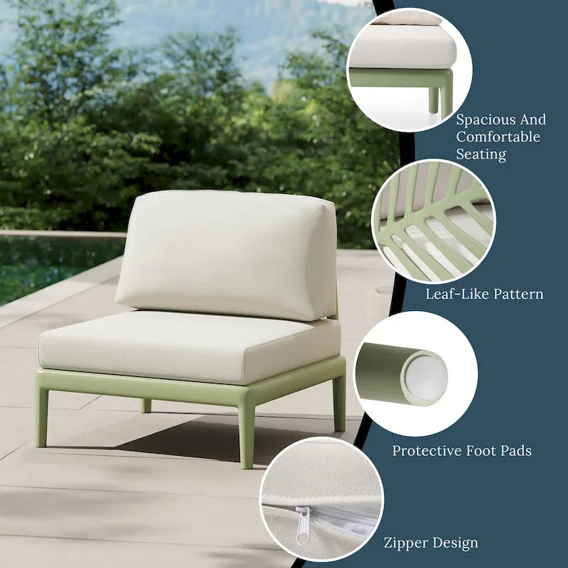 Chaise sans accoudoirs avec coussins Frond and Form Patio Deep Seating
