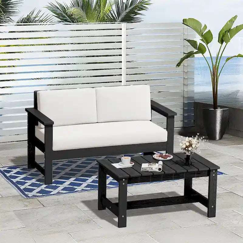 Table basse rectangulaire d'extérieur en PEHD