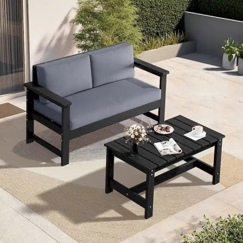 Table basse rectangulaire d'extérieur en PEHD