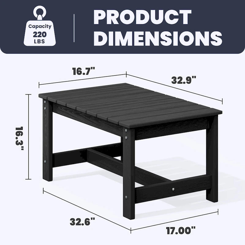Table basse rectangulaire d'extérieur en PEHD