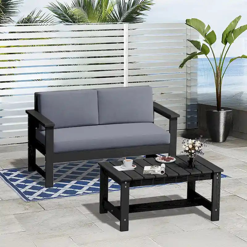 Table basse rectangulaire d'extérieur en PEHD