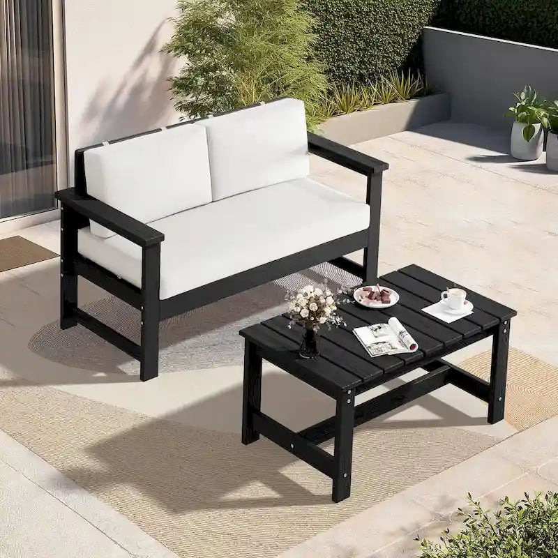 Table basse rectangulaire d'extérieur en PEHD