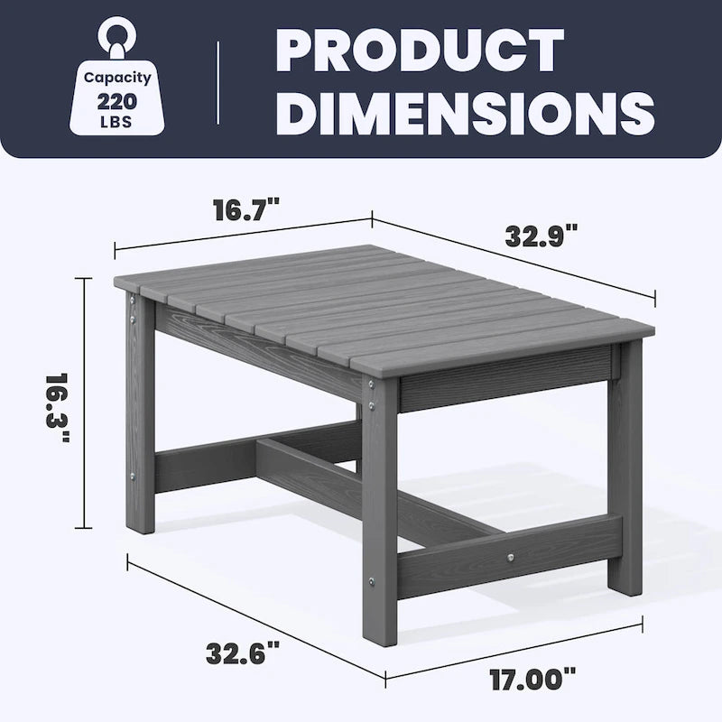 Table basse rectangulaire d'extérieur en PEHD