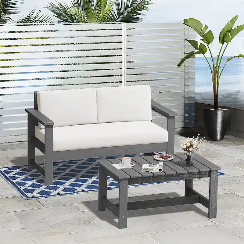 Table basse rectangulaire d'extérieur en PEHD