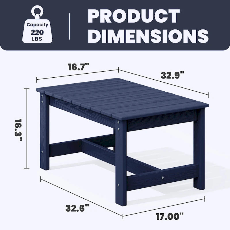 Table basse rectangulaire d'extérieur en PEHD