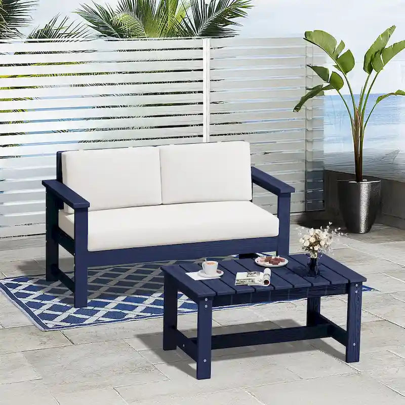 Table basse rectangulaire d'extérieur en PEHD