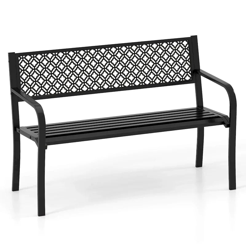 Banc de jardin extérieur Costway 50 avec dossier à treillis géométrique - Voir détails