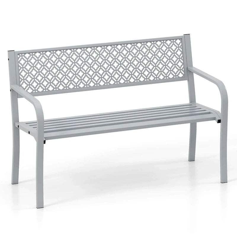 Banc de jardin extérieur Costway 50 avec dossier à treillis géométrique - Voir détails