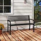 Banc de jardin extérieur Costway 50 avec dossier à treillis géométrique - Voir détails