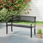 Banc de jardin extérieur Costway 50 avec dossier à treillis géométrique - Voir détails