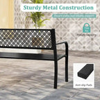 Banc de jardin extérieur Costway 50 avec dossier à treillis géométrique - Voir détails