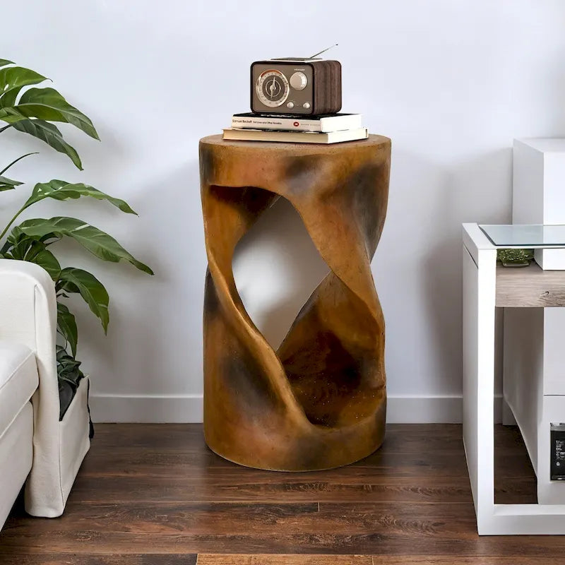 Table d'appoint en béton de forme torsadée, table d'appoint moderne unique pour la décoration intérieure