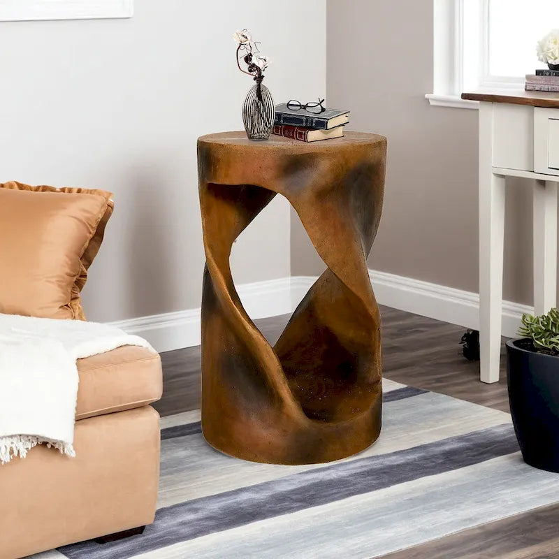Table d'appoint en béton de forme torsadée, table d'appoint moderne unique pour la décoration intérieure