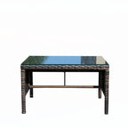 Mobilier de terrasse extérieur 1 table basse en osier, marron