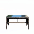 Mobilier de terrasse extérieur 1 table basse en osier, marron
