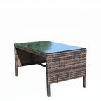 Mobilier de terrasse extérieur 1 table basse en osier, marron