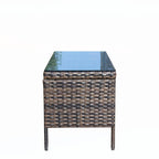 Mobilier de terrasse extérieur 1 table basse en osier, marron