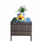 Mobilier de terrasse extérieur 1 table basse en osier, marron