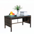 Mobilier de terrasse extérieur 1 table basse en osier, marron