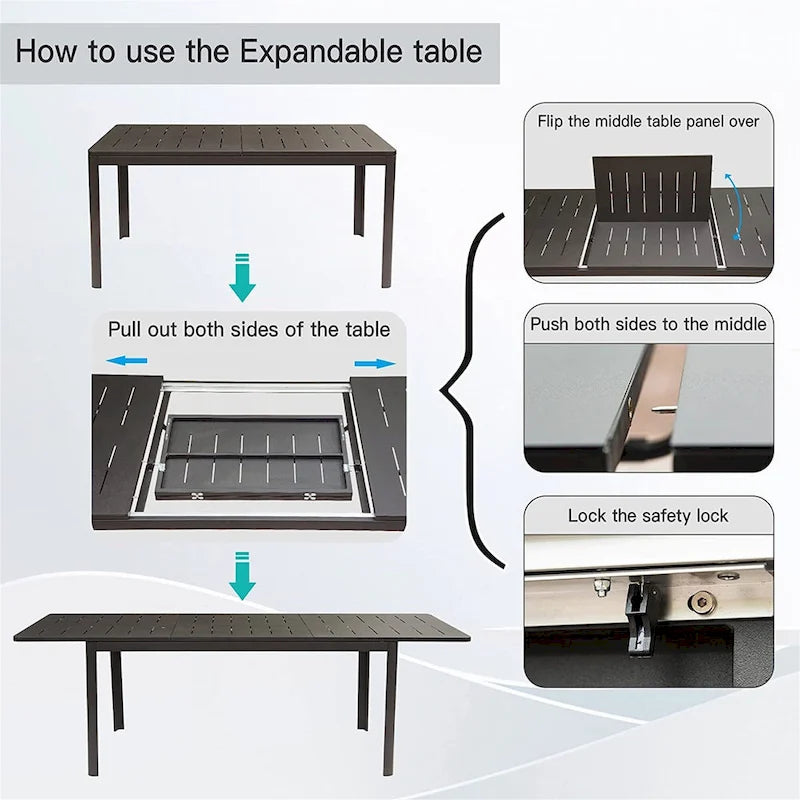 Table extensible pour repas en extérieur