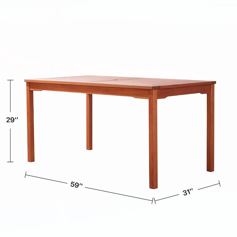Table à manger d'extérieur rectangulaire marron