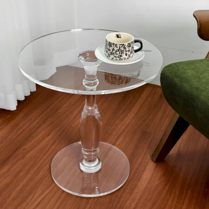 Table d'appoint ronde en acrylique transparent de 45,7 cm pour petits espaces - 45 x 47,5 cm