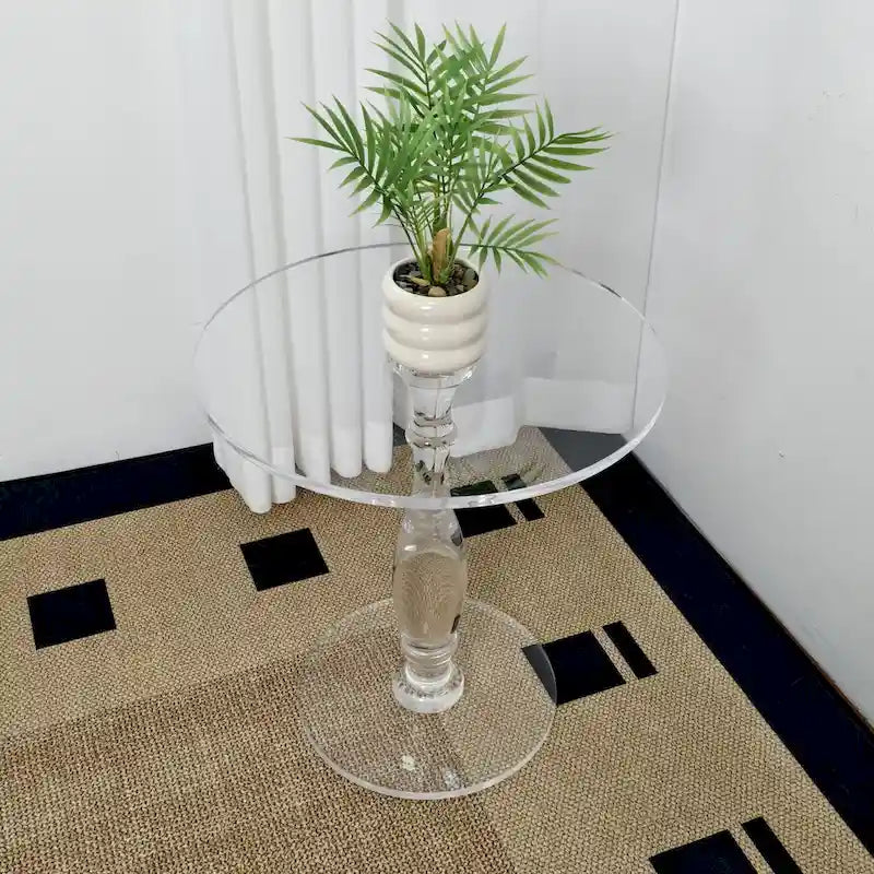 Table d'appoint ronde en acrylique transparent de 45,7 cm pour petits espaces - 45 x 47,5 cm