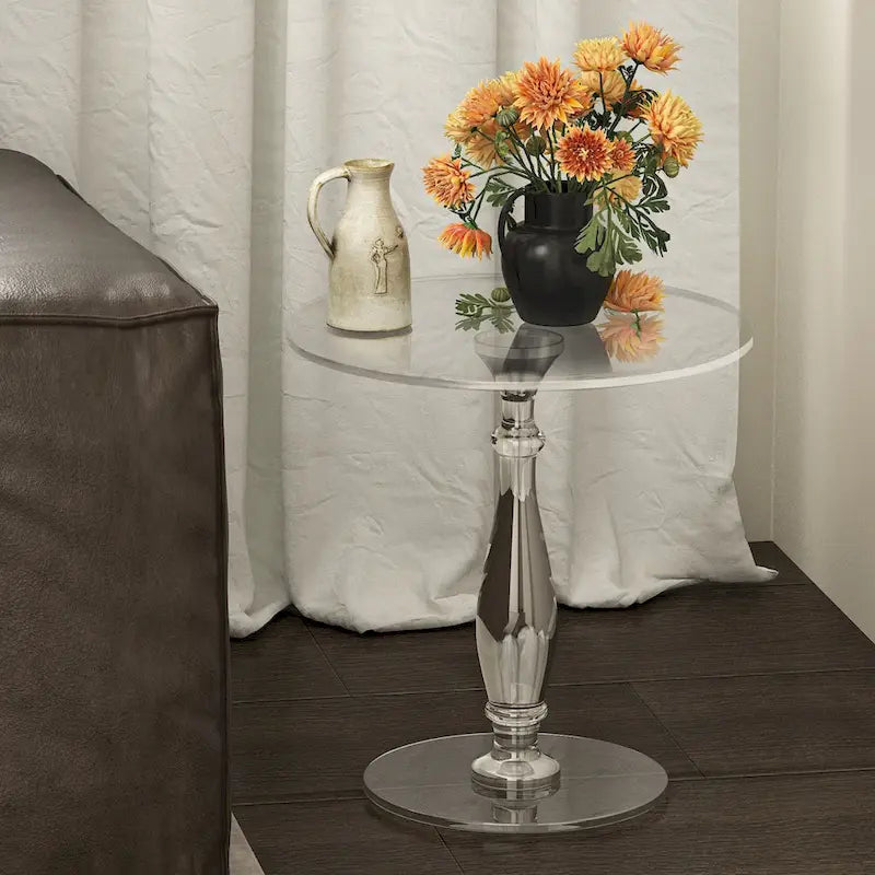 Table d'appoint ronde en acrylique transparent de 45,7 cm pour petits espaces - 45 x 47,5 cm