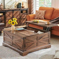 Table basse relevable de ferme avec rangement, table centrale carrée en bois
