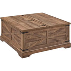 Table basse relevable de ferme avec rangement, table centrale carrée en bois