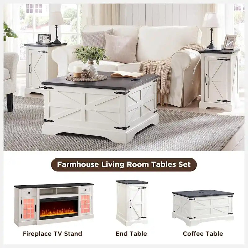 Table basse relevable de ferme avec rangement, table centrale carrée en bois