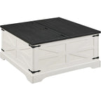 Table basse relevable de ferme avec rangement, table centrale carrée en bois