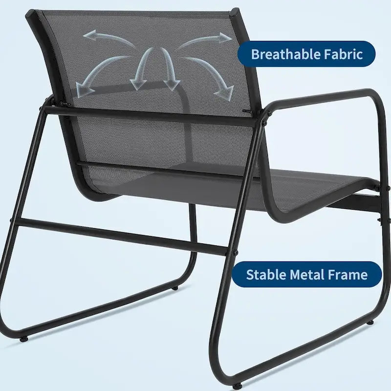 Ensemble de 4 meubles de jardin pour terrasse - Structure en acier, tissu Textilène et table en verre trempé pour balcon/arrière-cour