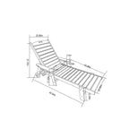 Chaise longue d'extérieur texturée bois, transat surdimensionné, chaise longue de patio avec roues et porte-gobelet